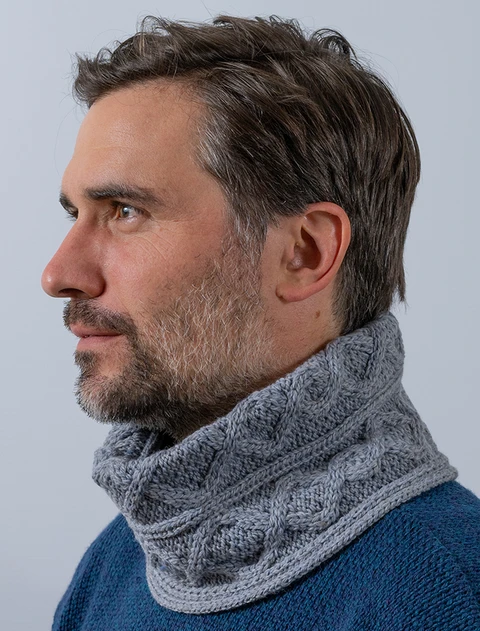 Extra Soft Aran Snood - Ocean Grey