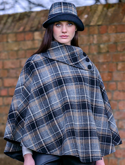 Plaid poncho sweater top