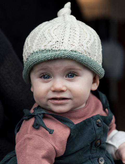 Baby Super Soft Merino Wool Two Tone Hat - Sea Foam and White