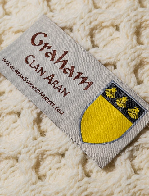 Graham Clan Aran Throw - Label