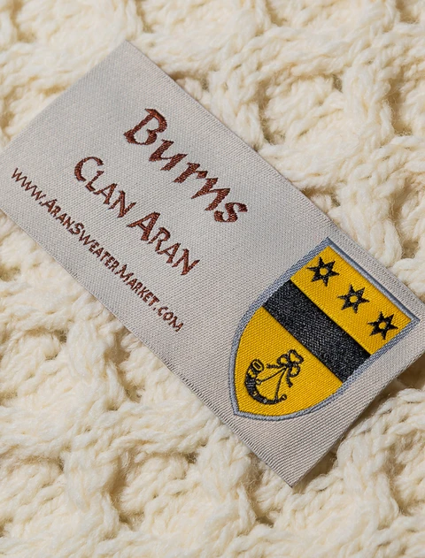 Burns Clan Aran Poncho - Label