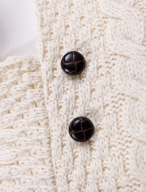 Little Clan Aran Poncho - Button Detail