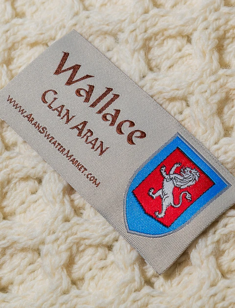 Wallace Clan Aran Poncho - Label