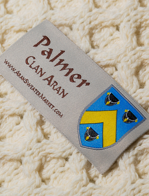 Palmer Clan Aran Throw - Label