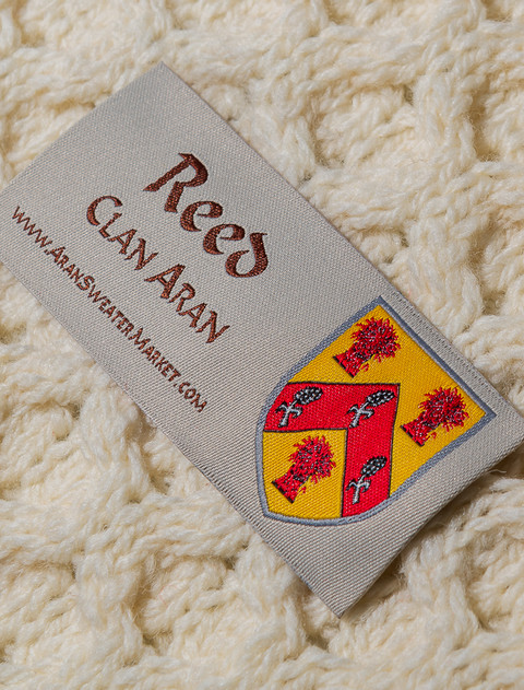 Reed Clan Aran Throw - Label