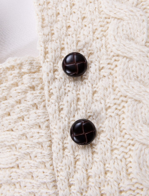 Hughes Clan Aran Poncho - Button Detail