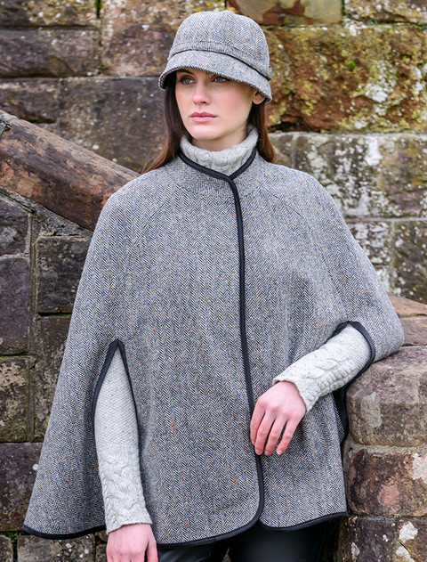 Mucros Dingle Cape - Grey Herringbone