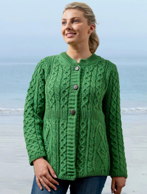 Women's Merino Wool A-Line Fit Cardigan - Kiwi