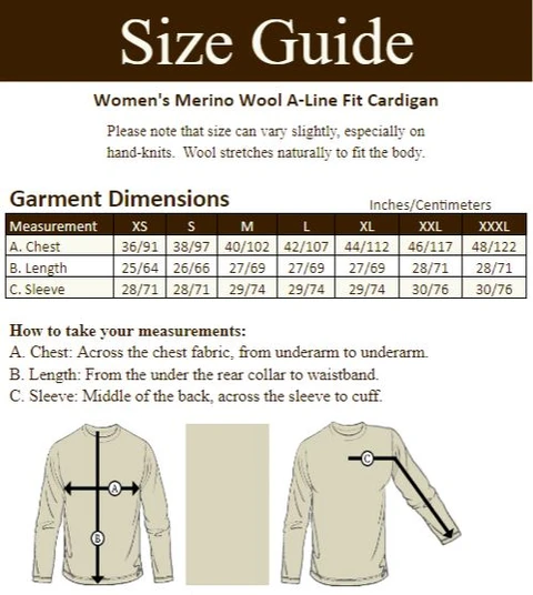 Women's Merino Wool A-Line Fit Cardigan