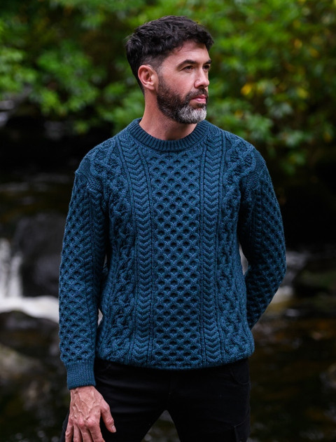 Men's Blue Knit Sweaters | Aran Sweater Market