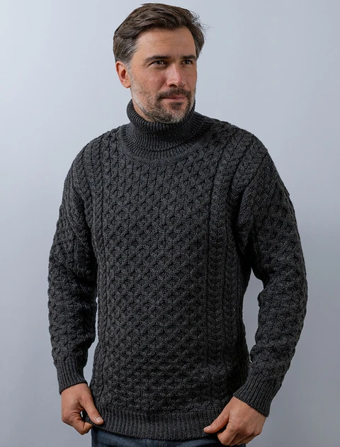 Mens Wool Turtleneck Sweater - color: Charcoal; type: Hero, Primary