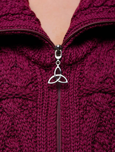 Double Collar Merino Aran Coat - Detail