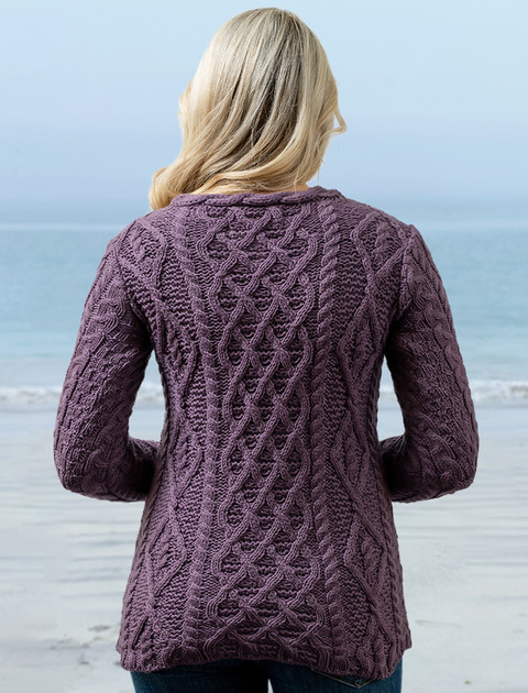 Lambay Aran Sweater for Women - Warm Lavender