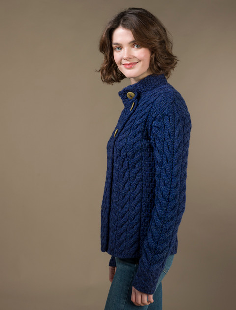 Super Soft Trellis and Cable Cardigan - Ink
