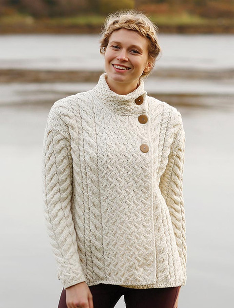 Super Soft Trellis and Cable Cardigan - Classic Aran