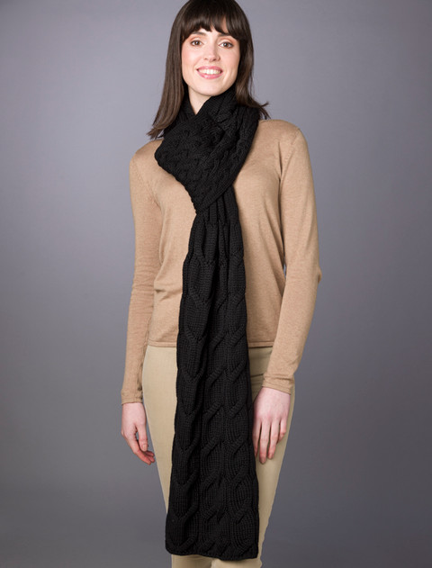 Super Soft Cabled Shawl - Black