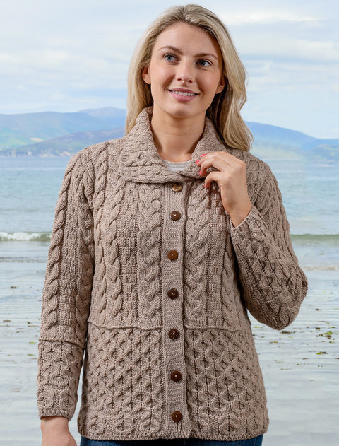 Honeycomb Button-Up Cardigan -  Wicker