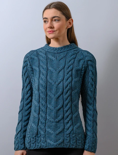 Cable Knit Aran - color: Irish Sea; type: Front, Primary
