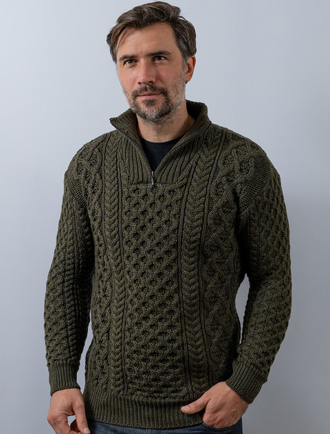 Heavyweight Merino Wool Aran Troyer - Forest