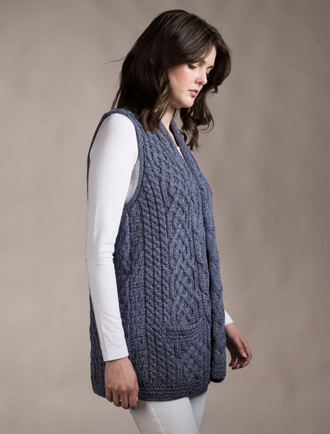 Cable Aran Waistcoat - Denim