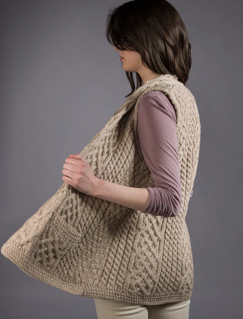 Cable Aran Waistcoat - Wicker