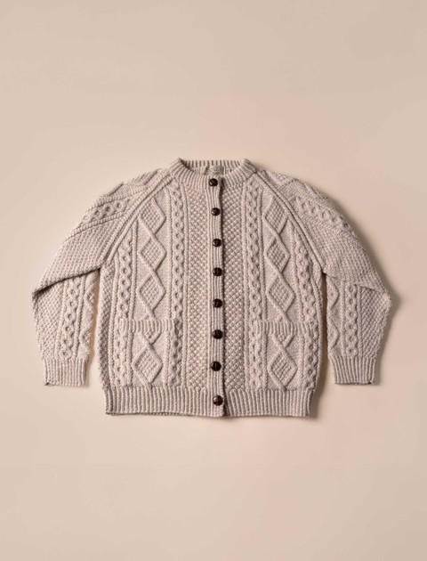 Premium Handknit Merino Lumber Jacket - color: Honey Oat; type: Front, Isolated