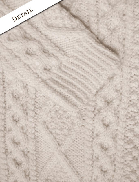 Pattern Detail of Premium Handknit Merino Lumber Jacket - color: Honey Oat; type: Macro, Detail