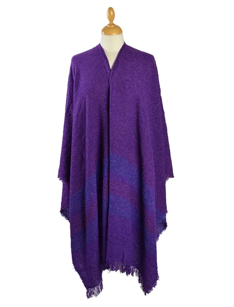 Lambswool Celtic Ruana Wrap - Purple Violet