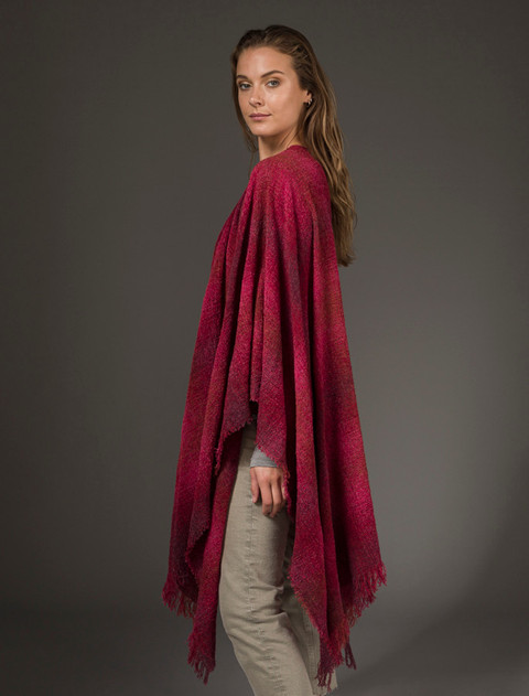 Lambswool Celtic Ruana Wrap - Red Checks
