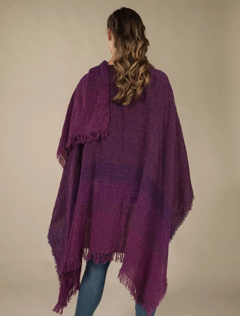 Lambswool Celtic Ruana Wrap - Rich Burgundy