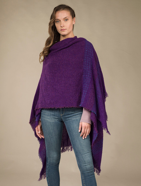 Lambswool Celtic Ruana Wrap - Purple Violet
