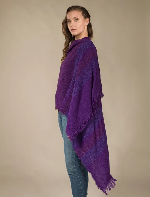 Lambswool Celtic Ruana Wrap - Purple Violet
