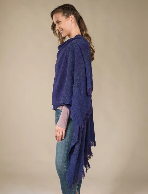 Lambswool Celtic Ruana Wrap - Bilberry
