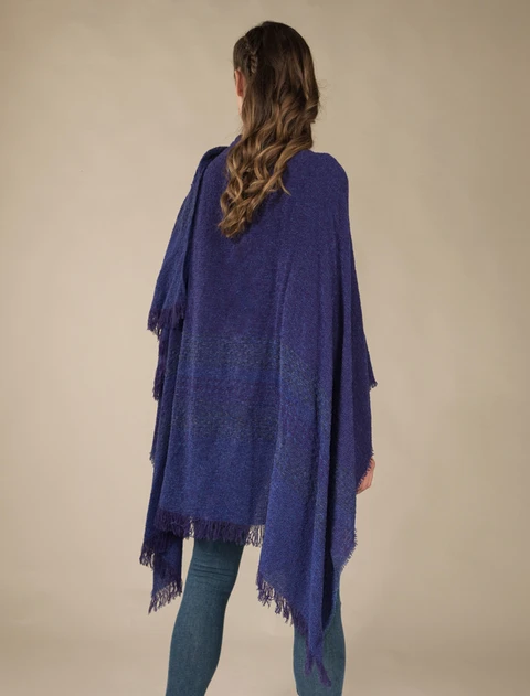 Lambswool Celtic Ruana Wrap - Bilberry