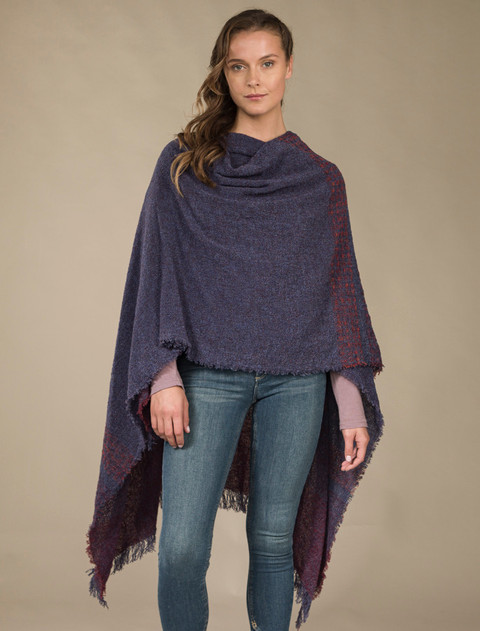 Lambswool Celtic Ruana Wrap - Blueberry