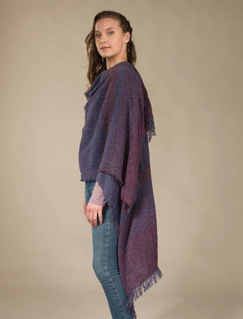 Lambswool Celtic Ruana Wrap - Blueberry