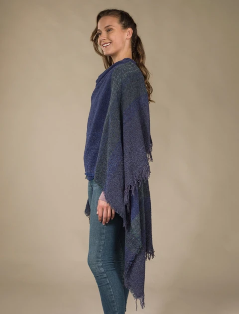 Lambswool Celtic Ruana Wrap - Mountain Blue