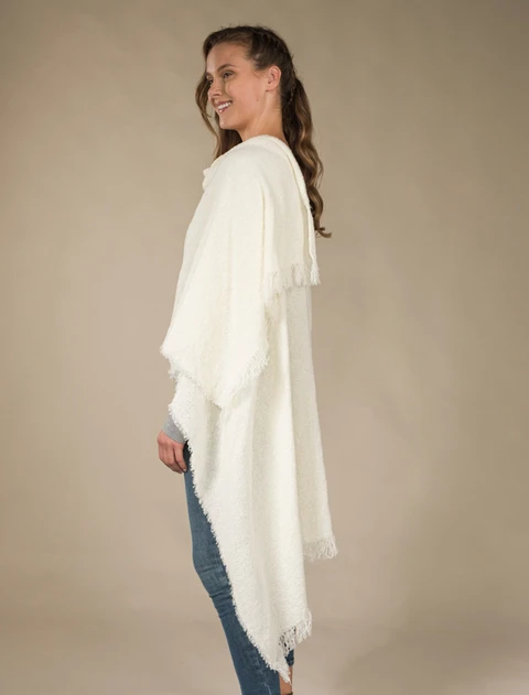 Lambswool Celtic Ruana Wrap - Cream