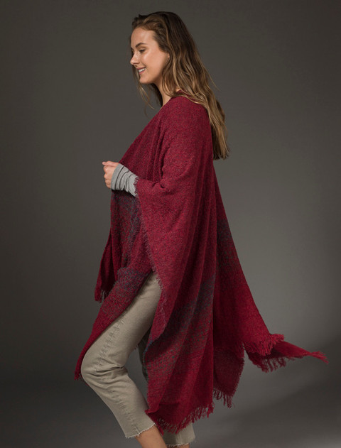 Lambswool Celtic Ruana Wrap - Rich Red