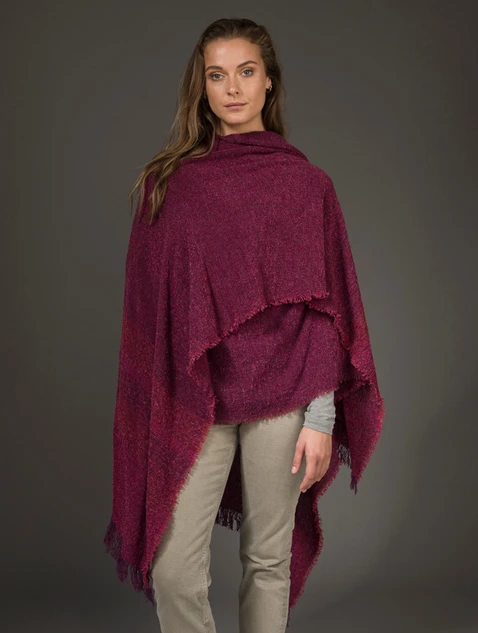 Lambswool Celtic Ruana Wrap - Sunset Pink