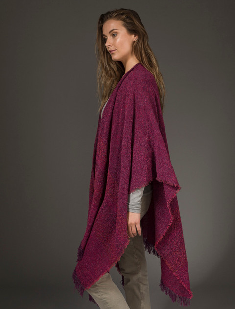 Lambswool Celtic Ruana Wrap - Sunset Pink