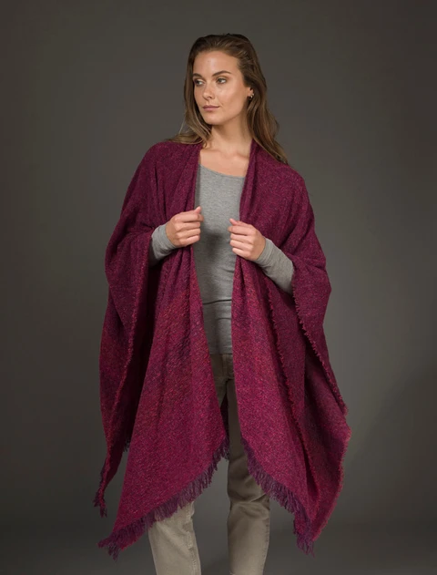 Lambswool Celtic Ruana Wrap - Sunset Pink