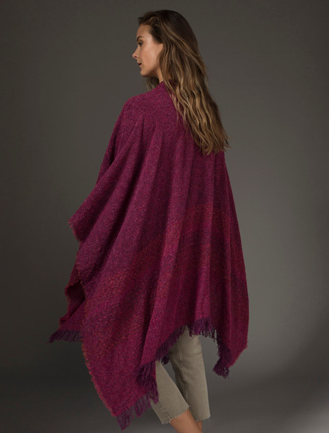 Lambswool Celtic Ruana Wrap - Sunset Pink