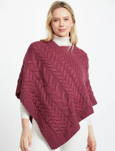 Super Soft Cable Stitch Poncho - Jam