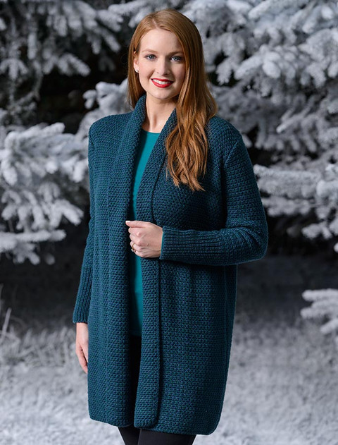 Textured Merino Cardigan - Atlantic