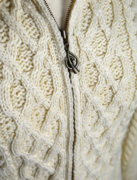 Cable Aran Cardigan with Zipper
