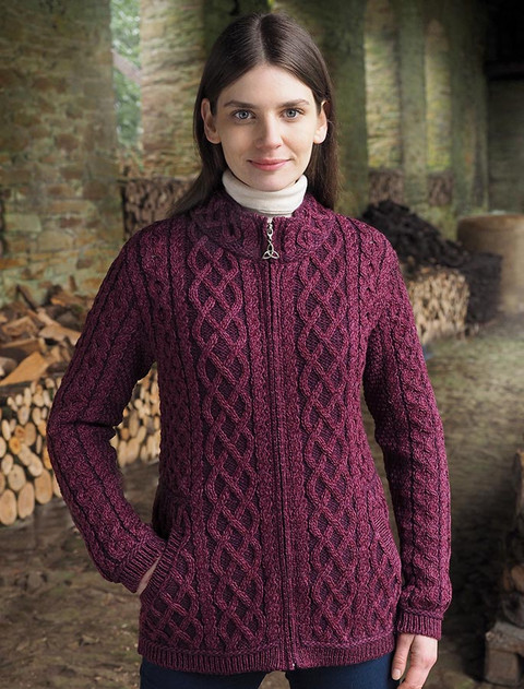 Plated Cardigan with Celtic Zip - Purple Mix