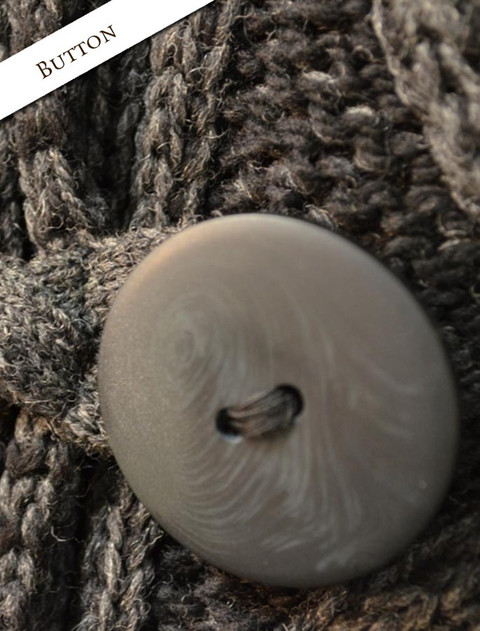 Button Detail of Shawl Neck Two-Tone Merino Cardigan