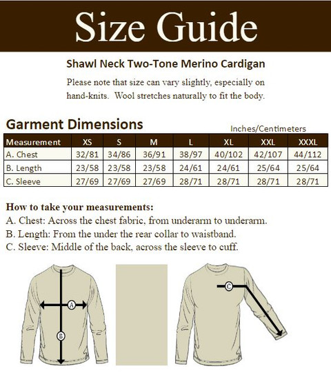 Shawl Neck Two-Tone Merino Cardigan