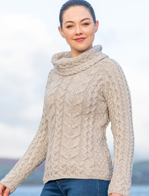 Women's Super Soft Aran Crew Neck Sweater